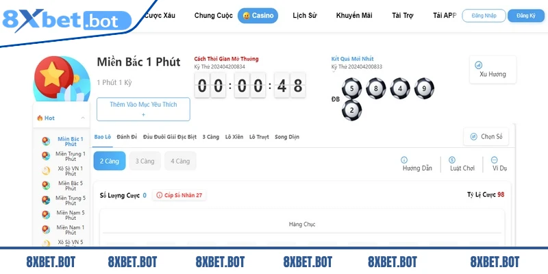 Xổ số 8XBET là hình thức quay thưởng trực tuyến rất hấp dẫn và thú vị